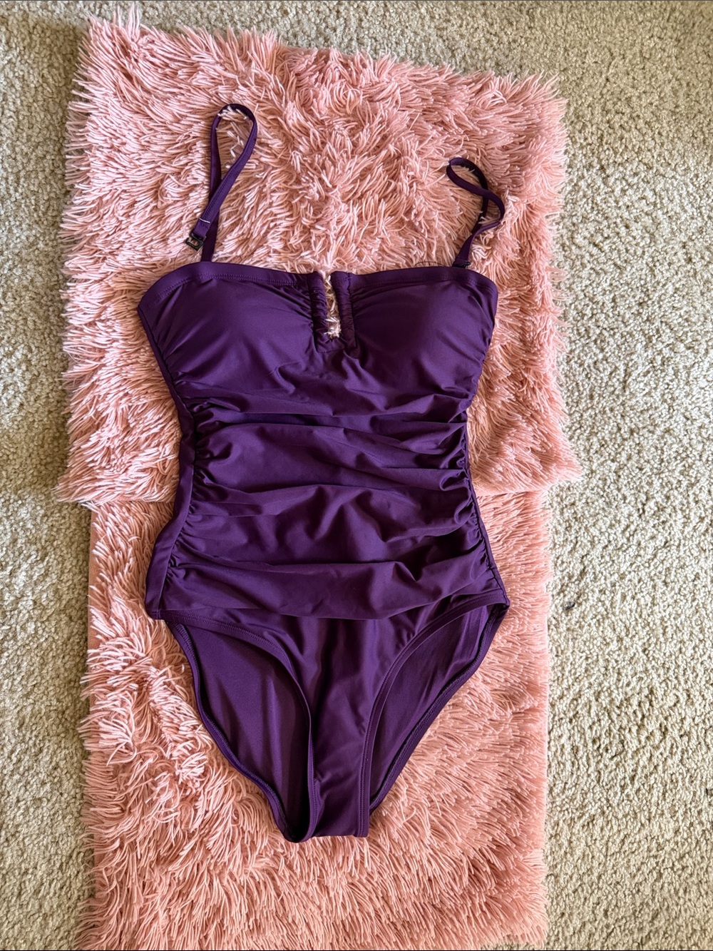Purple One-Piece Ruched Swimwear